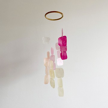 DIY套件|阿根廷花園-粉紅色-蝴蝶，方形|貝殼風鈴手機|#0-347