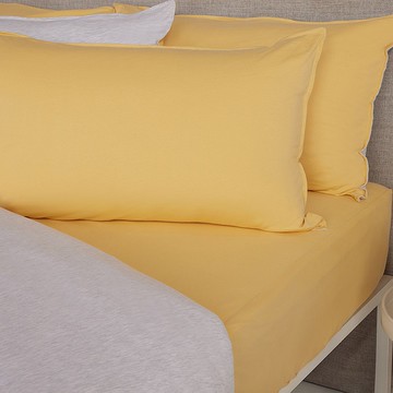 純棉素面單人床包-金合歡黃