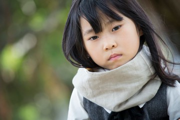 杏色 兒童圍脖 微涼春秋薄款 保加利亞純棉紡織布料 / 圍巾