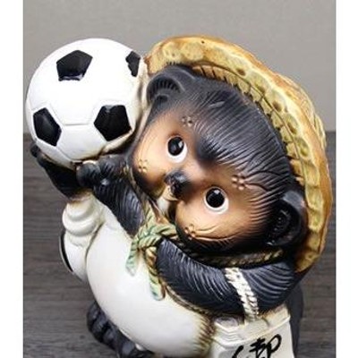 信楽焼 サッカーたぬき スポーツの縁起物 信楽焼 サッカー狸(メス) たぬき タヌキ 開運 縁起物 可愛い