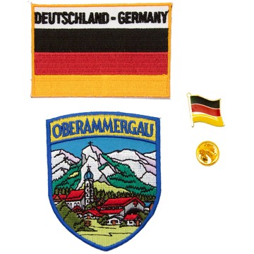 DIY臂章補丁刺繡 三件組 上阿默高地標＋德國國旗幟刺繡 ＋國旗徽章 時尚男貼布 刺繡貼 補衣服貼 臂章 裝飾燙布 熨燙徽章 布貼 布章貼