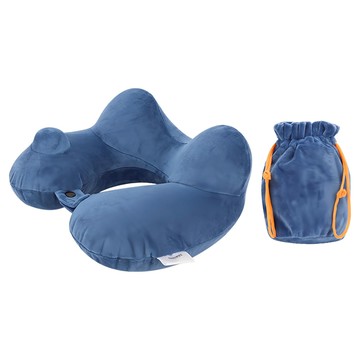 Tamsaa 攜帶用充氣頸枕 + 收納袋 1組  頸枕(32 x 28 x 14.5cm)，收納袋(18 x 12cm)  藍色