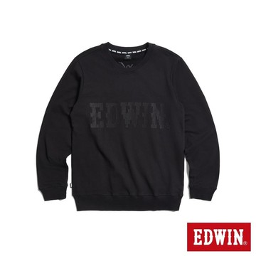 EDWIN 男裝 編織繡長袖T恤 (黑色)