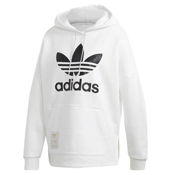 ADIDAS ORIGINALS SST 三葉草 蛇紋 口袋 帽T 女款 白