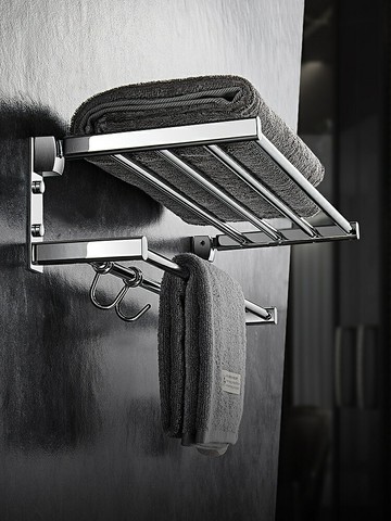 全銅毛巾架免打孔可折疊浴巾架衛生間置物架高端廁所浴室衛浴掛架/置物架/收納架/儲物架/掛壁架/浴室架/毛巾架