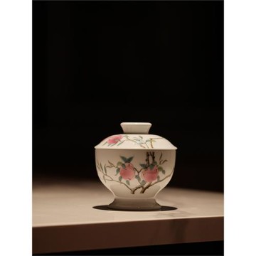 四閑堂 積山堂粉彩粉彩福壽如意高足湯盅 燕窩盅景德鎮手工陶瓷