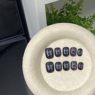 🤩加一重工🤩黑洞幻彩貓眼蝴蝶甜酷高級氣質辣妹可拆卸純手工短款美甲穿戴貼片美甲師源潤 QSRL