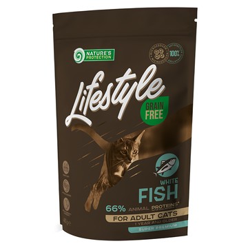 自然本色 LifeStyle 貓用無穀乾糧 400g 無穀低敏配方 Omega-3&6 幫助亮麗毛髮 成貓適用  白魚  1包