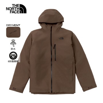 男款棕色DryVent防水透氣保暖連帽羽絨內裡三合一外套｜83SL1OI