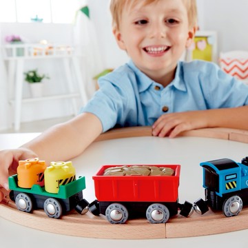 🚚快速出貨【德國Hape】電力運礦火車組｜生日禮物、週歲禮、木製玩具