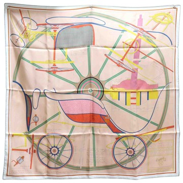 HERMES 愛馬仕 粉膚色 Petit Duc Double Face Scarf 90 絲綢 絲巾 【二手名牌BRAND OFF】