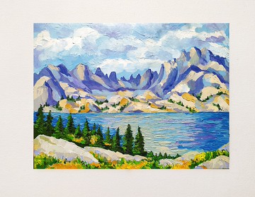 圖片風河山脈油畫厚塗原始山水山