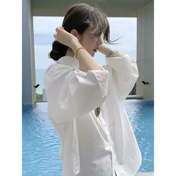 白色長袖襯衫女春秋夏季2025年新款爆款襯衣別致絕美漂亮小衫上衣