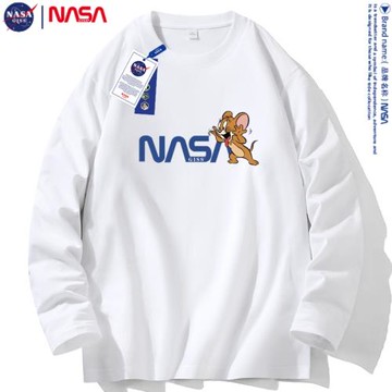NASA聯名長袖t恤男女春秋款純棉寬松打底衫學生青少年秋裝上衣服