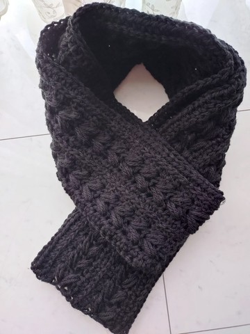 【誕生於顧客心聲】圍巾 艾倫紋 艾倫 心形 圖樣 花紋 手工編織 編織 黑 黑色