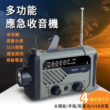 應急防災收音機 戶外便攜應急收音機 手搖太陽能發電 地震防災 應急照明 SOS警報 緊急避難