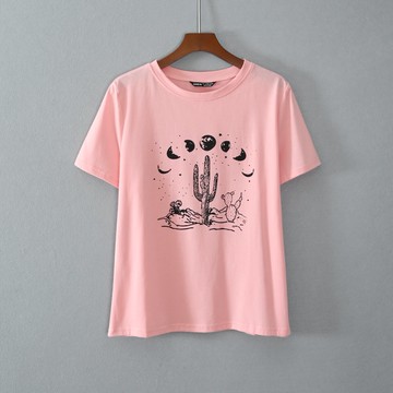 寬松圓領創意印花T恤衫休閑顯瘦上衣服