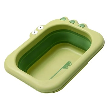 babyhood 鱷魚折疊小臉盆 可愛卡通造型 環保材質 省水  綠色  1個