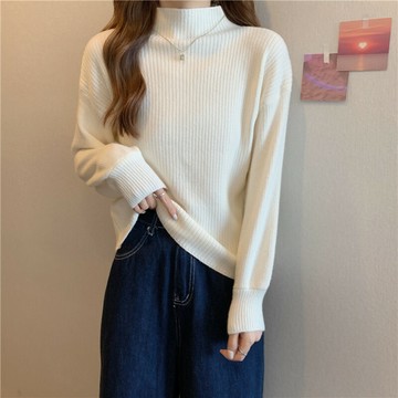 韓版百搭半高領針織上衣【W262】