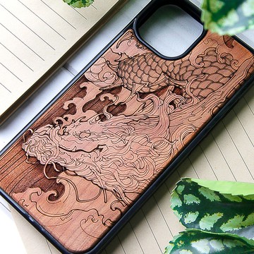 日本龍 - 手機殼木質雷射雕刻