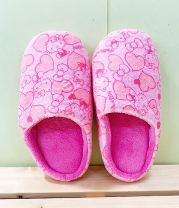 【震撼精品百貨】Hello Kitty 凱蒂貓 三麗鷗 Hello kitty 室內拖鞋 滿版愛心#17946 震撼日式精品百貨