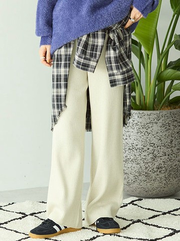 俐落修身腰綁帶針織長褲(0H000852200) - AMERICAN HOLIC