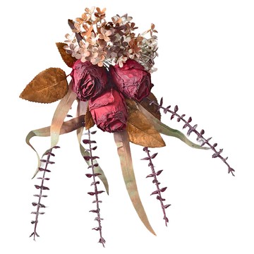 Jenan 知念燒 仿真玫瑰三頭花束  紅色  1個