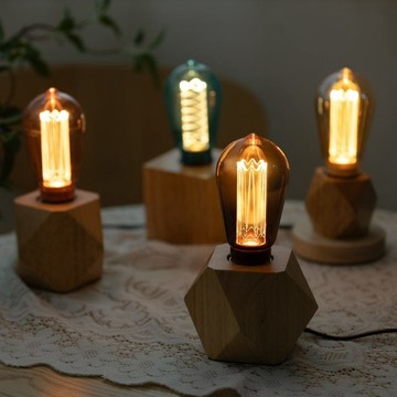 達文西×木質燈座｜LED Mirage幻影燈組合 漸層棕×六角木質燈座