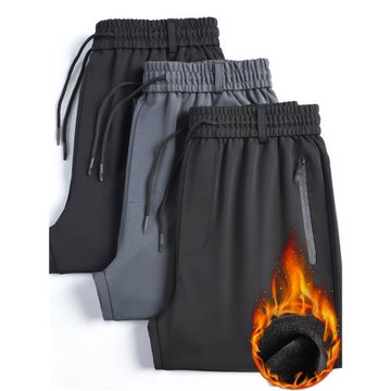 秋冬款爸爸褲子松緊腰中老年人男褲加絨加厚休閑褲中年男士運動褲