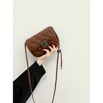 法國高級感小包包女2025新款潮時尚小眾斜挎包菱格鏈條復古小方包