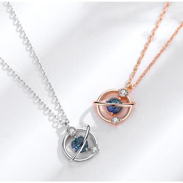 【RJ New York】藍琉璃水晶宇宙星球圓形項鍊(2色可選)