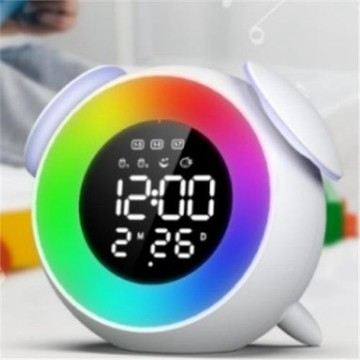 智能LED喚醒燈時鐘 充電款炫彩時鐘LED日落計時模式伴睡燈觸摸燈