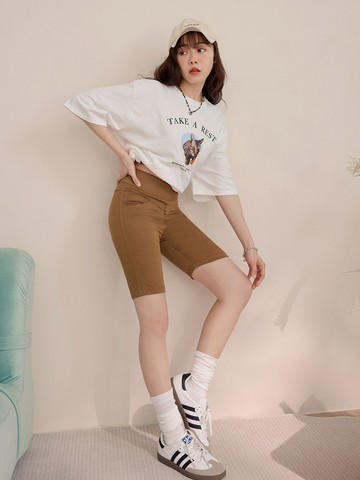 視覺細-5KG．舒涼高腰修身五分小黑褲