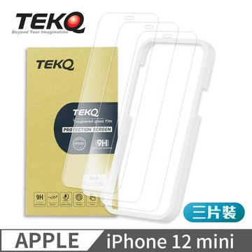 【TEKQ】iPhone 12 mini 9H鋼化玻璃 螢幕保護貼 3入 附貼膜神器