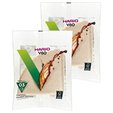 HARIO 好璃奧 V60無漂白03濾紙 VCF-03-100M 1~6杯  100張  2包
