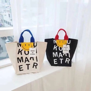 ANNAS 正韓笑臉帆布包包包微笑字母手提包購物袋韓國