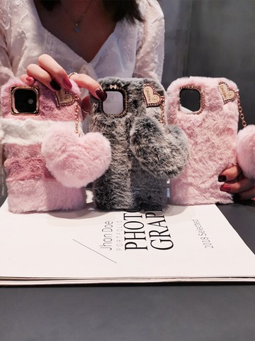 蘋果11手機殼毛絨絨iPhone11ProMax網紅女款毛球吊墜iPhone11Pro鑲鉆鏡頭圈iPhone11全包防摔潮牌保護套冬季