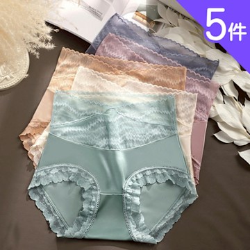 【Aosimane 奧斯曼】彈力蕾絲無痕收腹紫杉醇抑菌內褲/高腰內褲(5件組/顏色隨機)