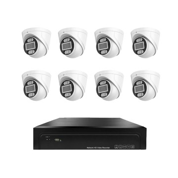 iSecure _8 路智慧雙光監視器組合! 1 部 8 路 4K 超高清網路型監控主機 (NVR) + 8 部智慧雙光三百萬超廣角半球型攝影機 (PoE)