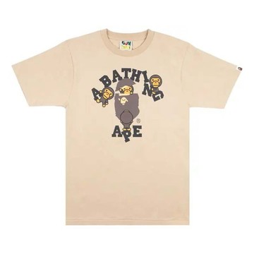 BAPE College Milo Tee 猿人 字母 短袖 卡其色 RAY-55 [台灣現貨]