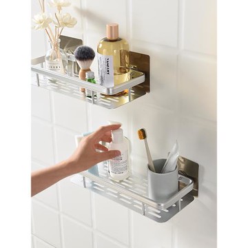 免打孔衛生間置物架太空鋁洗漱臺浴室置物架廁所壁掛洗手間收納架