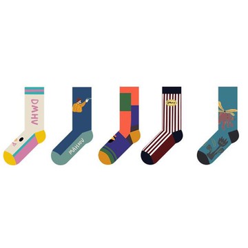 大唐襪業 D176 新款襪子西部世界卡通插畫可愛棉襪男襪女襪個性潮襪中筒襪