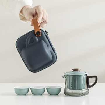 九跡快客杯便攜式戶外一壺三杯喝茶裝備高端功夫旅行茶具包套裝
