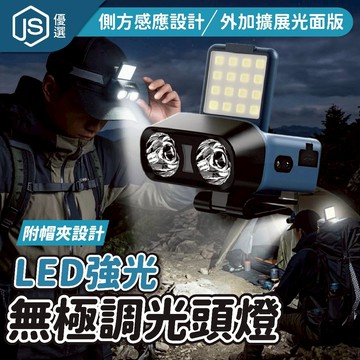 📦隔日到貨🚛💨感應式無極調光頭燈 LED強光工作燈 夜釣頭燈 貓頭鷹帽夾燈 戶外照明燈 釣魚燈 登山燈 露營頭燈 可充電