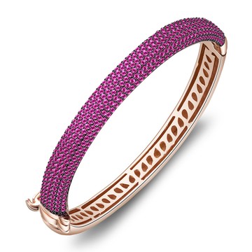 KATROY．手環．純銀．半圈滿鑽．桃紅鋯款