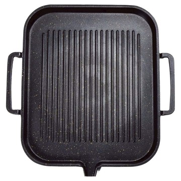 HONDONI 最新韓式麥飯石不沾烤盤/燒烤盤/煎烤盤/卡式爐電磁爐烤盤 附烤肉夾BBQ-E 長方形  30cm  1個