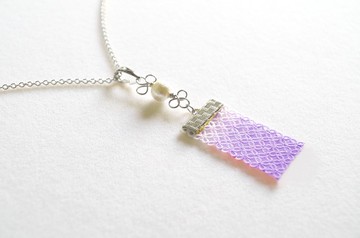 手工染色梭織蕾絲條紋圖案，吊墜，紫羅蘭色