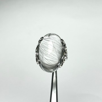 錫蘭 黑髮晶戒指 | 錫蘭 黑髮晶 擋煞 擋小人 領袖石 寶石戒指 925純銀 活圍 S24AG18-22