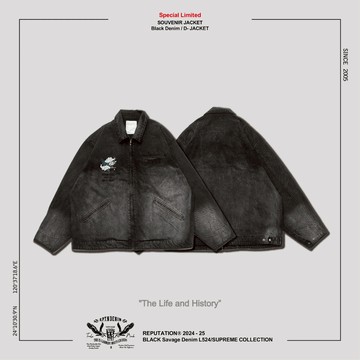 REPUTATION® 2024 -25 D- JACKET . FW - 黑牛仔刺繡外套