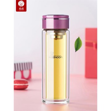 希諾玻璃杯女款茶杯雙層高級感高檔精致杯子耐高溫女式上班族水杯